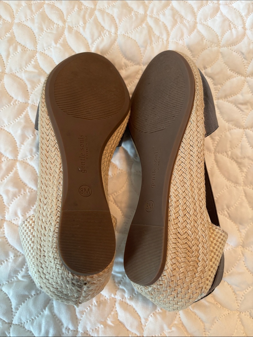Gentle Souls by Kenneth Cole Metallic Pewter Open-Toe Slingback Espadrilles 8M - Picture 6 of 6